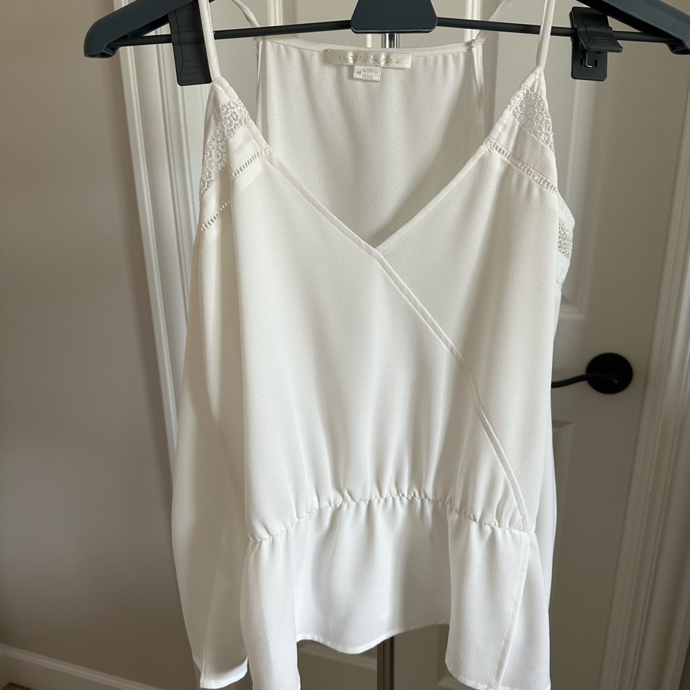 White Sleeveless Top with Lace Detail